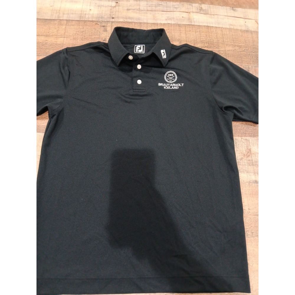 Men's Footjoy Black Golf Polo Embroidered Sz L Athletic Fit 2818